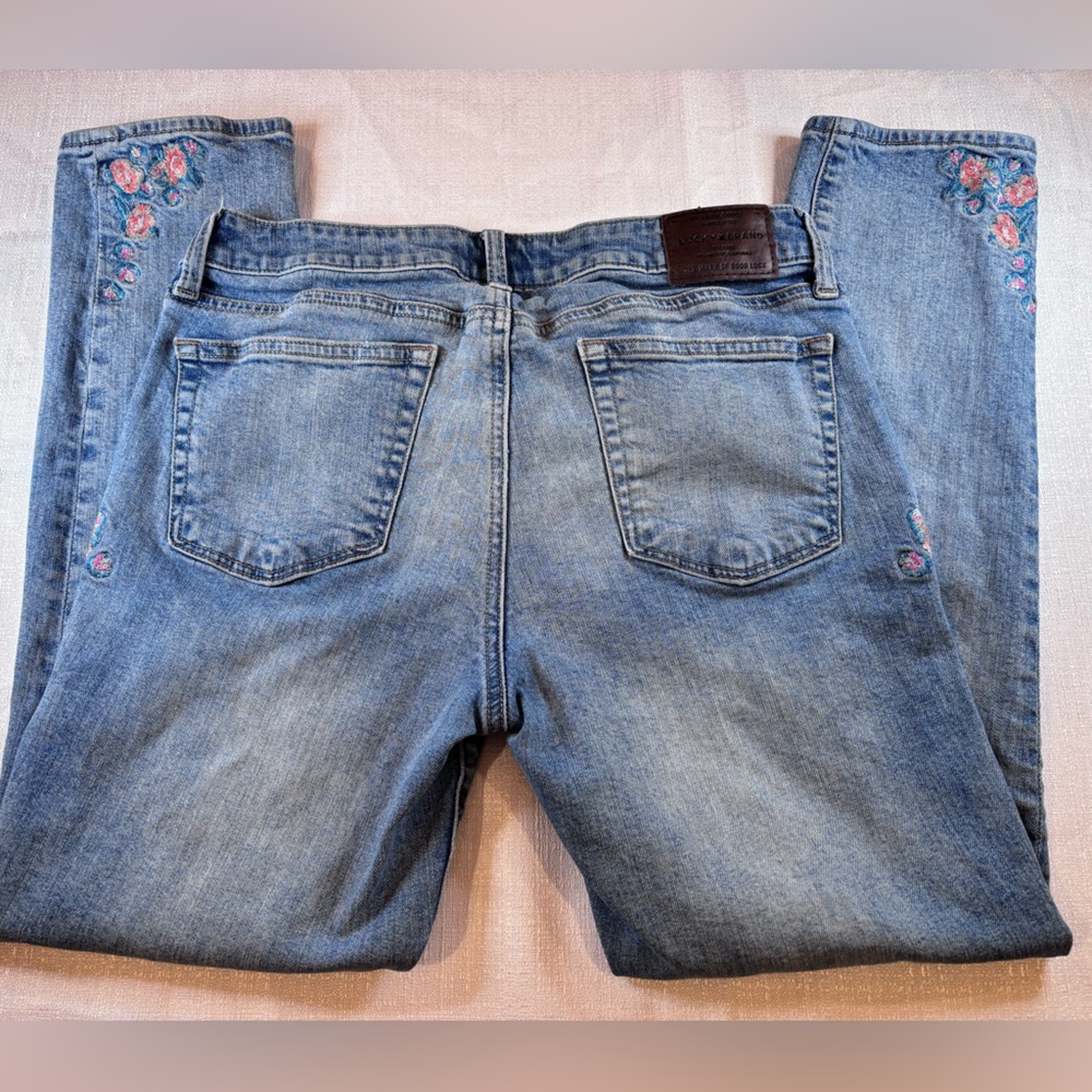 Lucky Brand Light Blue Floral Embroidered Skinny Jeans - Picture 9 of 9
